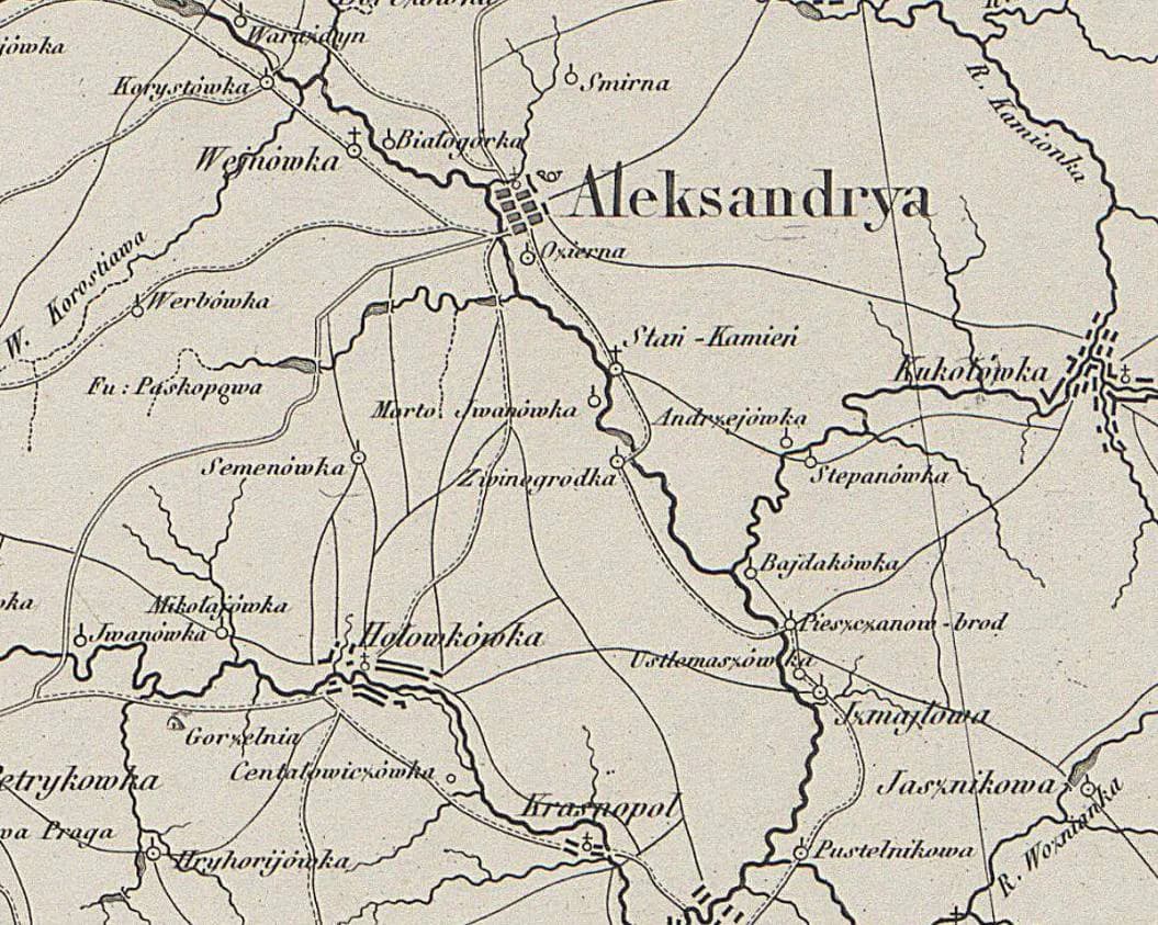 Польські карти ХІХ століття. Аркуш 33. Джерело: freemap.com.ua