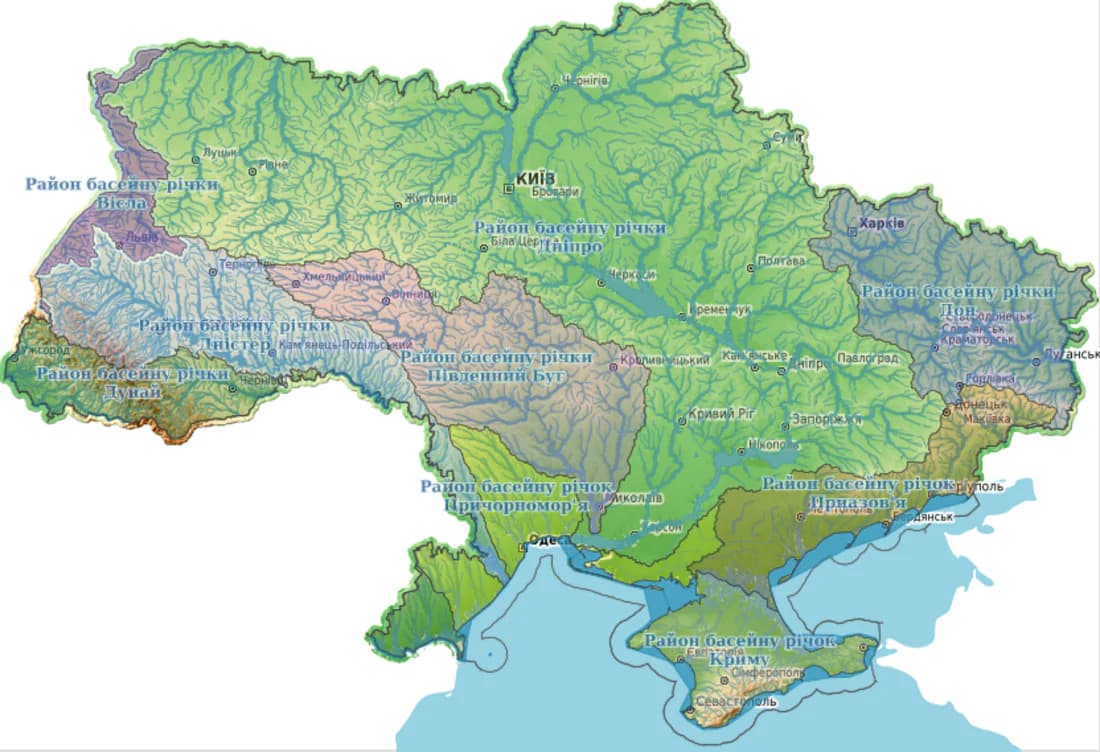 Карта річкової мережі України