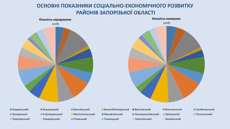 Слайд з презентації статистичного щорічника «Міста та райони Запорізької області» за 2017 рік. Джерело: Головне управління статистики у Запорізькій області